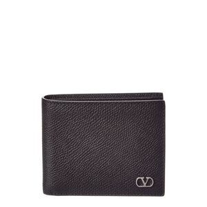 Valentino Vlogo Signature Leather Card Case, Black